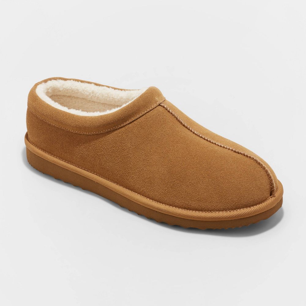 tan moccasin scuff slippers for men