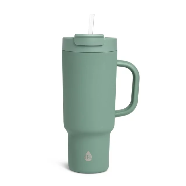 insulated green water bottle with handle