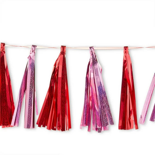 red and pink valentines day tassel garland